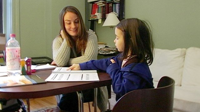 PHOTO: Sasha Barnett, left, tutors Elaina Berman for the exam that determines eligibility for New York Citys Gifted & Talented kindergarten program.