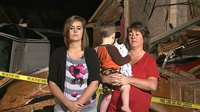 PHOTO: A Texas grandmother explains how she piled three children into a bathtub and hung on to a toddlers feet as the twister tried to suck the boy into its vortex.