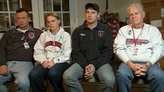 PHOTO: Captain John Jeltema, EMS Captain, Karin Halstead, Lieutenant Ryan Clark and Fire Chief Bill Halstead, the first responders to the Sandy Hook shooting, speak to Good Morning America, Dec. 17, 2012.