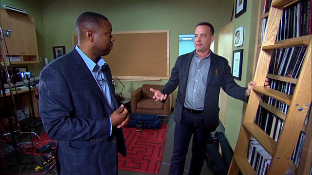 PHOTO: Tom Hanks sits down with military sergeant and aspiring screenwriter Gabriel Posey to share his advice about the entertainment industry.
