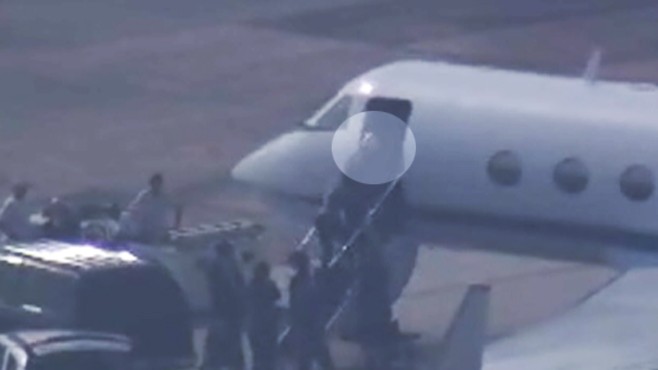 VIDEO: Rep. Gabrielle Giffords boards plane bound for Florida shuttle launch.