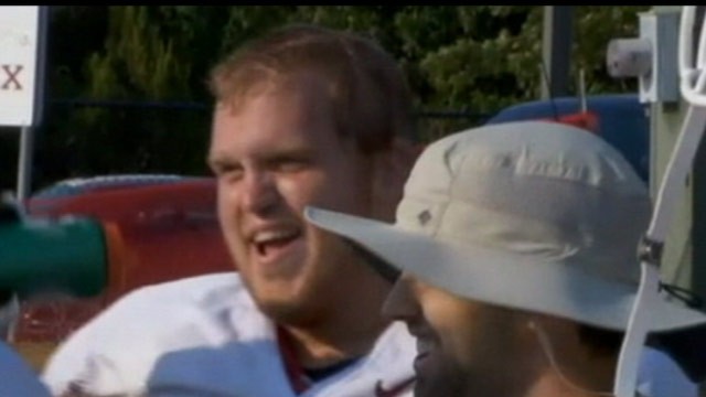 PHOTO: Austin Woods, a player for the Oklahoma Sooners, excelled in the classroom and on the football field while battling cancer. On Friday, Woods plated in the Cotton Bowl Classic.