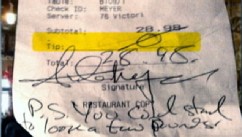 PHOTO: Bartender Stiffed on Tip, Insulted by Customer