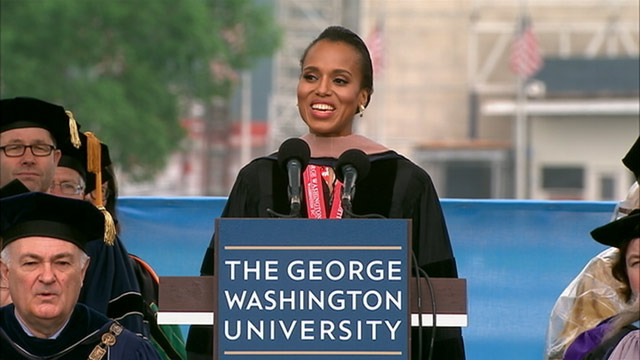 PHOTO: Kerry Washington returns to her alma mater to address graduates at the George Washington Universitys Commencement ceremony on the National Mall on May 19, 2013.