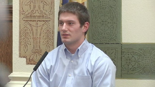 PHOTO: Former University of Montana quarterback Jordan Johnson is seen in court, in Missoula, Mont., Feb. 25, 2013.