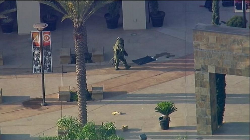 PHOTO: A bomb squad member investigates a suspects car at Los Angeles Airport on September 11, 2013 after a threat was made at the airport.