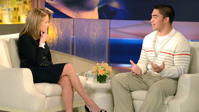 PHOTO: Manti Te'o speaks to Katie Couric during an exclusive interview.
