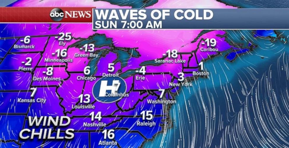PHOTO: Its going to be a chilly Sunday for most of the Eastern U.S.