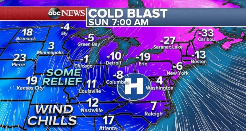 PHOTO: Parts of the central U.S. will experience some relief from the bitter cold on Sunday.