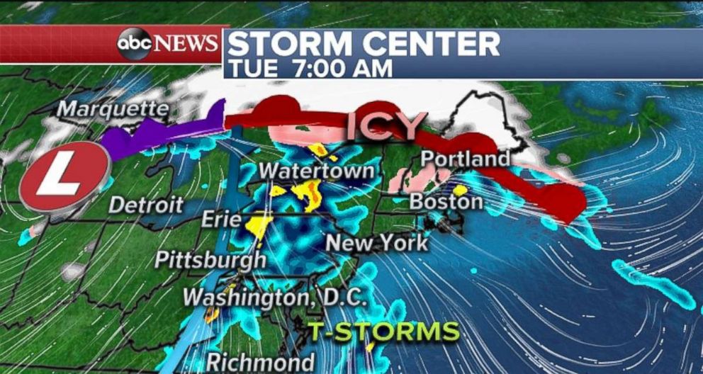 PHOTO: Itll be a stormy Tuesday for parts of the Northeast.