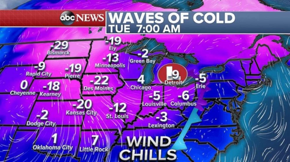 PHOTO: Its going to be very chilly in in the Great Lakes region and Central U.S.