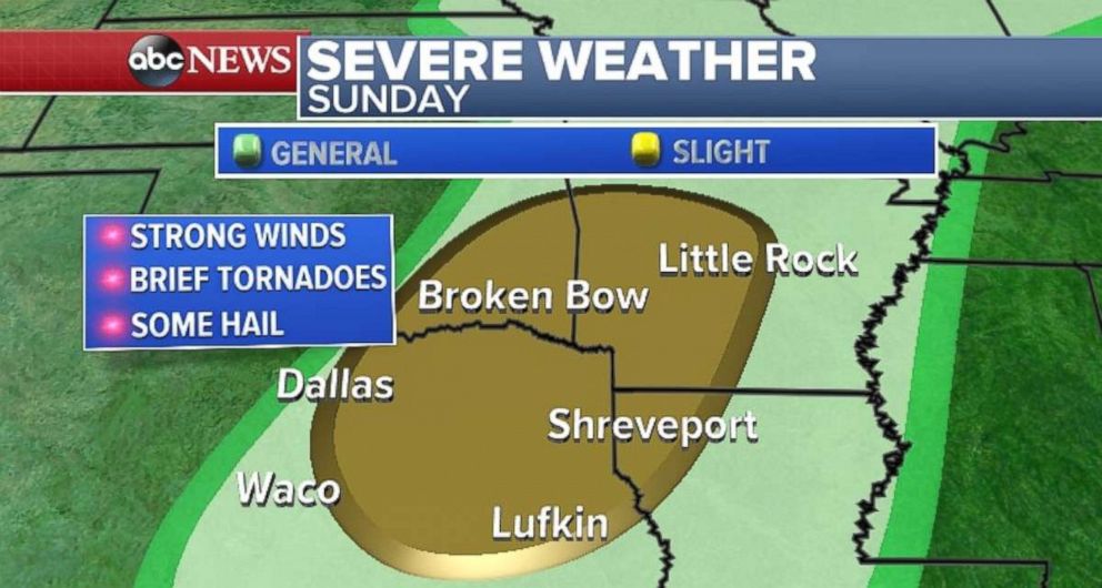 PHOTO: Severe weather is expected in parts of Texas, Arkansas and Louisiana.