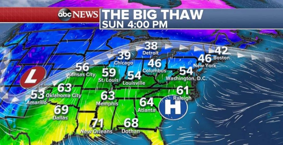 PHOTO: Temperatures across the Eastern U.S. will increase Sunday.