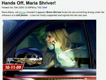 VIDEO: Website catches Maria Shriver breaking Ca. cell phone law.