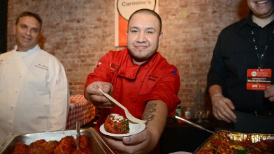 PHOTO: Carmines served their special Meatball during the Wine and Food Festival's Meatball Madness, New York City, Oct. 12, 2012.