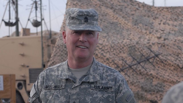PHOTO: Command Sgt. Maj. Jeffrey Mellinger is the only active duty army soldier that was drafted and is still serving. At 58, he is now about to retire.