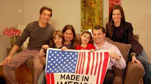 PHOTO ABC?s David Muir and Sharyn Alfonsi sit with the Usry family in their Dallas, Texas home, which was refitted with American-made goods.
