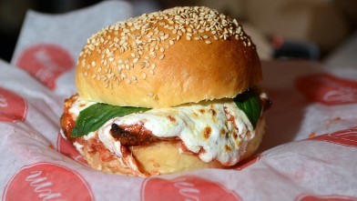 PHOTO: Chicken Parm sandwich is served at the bistro, Parm, in New York City, Oct. 3, 2012.