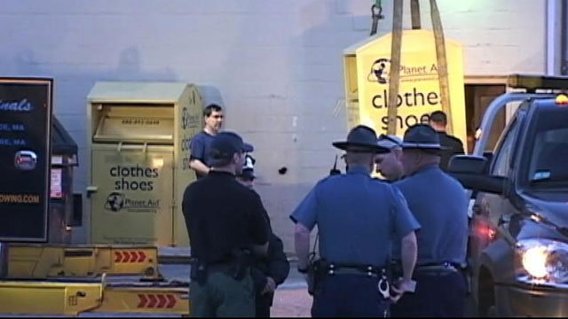 PHOTO: Federal agents and police uncovered a stash of firework shells, some of which appeared to have been emptied of their gunpowder in a grocery store parking lot in Watertown, suburb of Boston, April 24, 2013.
