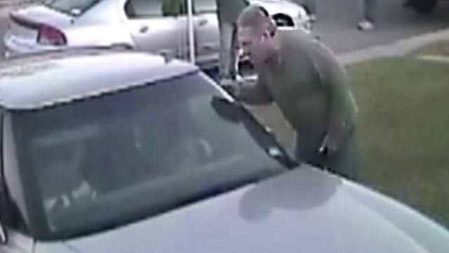 PHOTO: The video screen grab shows Raymond Van Arnam allegedly breaking into the home of Stoneciphers husband.