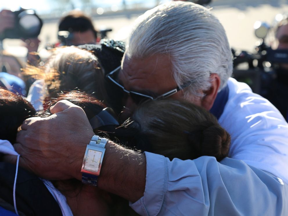 Family members, young and old, embraced each other in the first time in years.