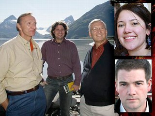PHOTO   Richard Cizik, left, with the National Association of Evangelicals, stands on the edge of Portage Lake, with Peter Heltzel, center, and Leith Anderson, in Girdwood, Alaska, in this file photo.