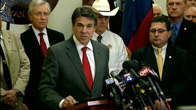 PHOTO: Texas Gov. Rick Perry, seen here at a press conference on April 4, 2013, vowed to hunt down and punish those responsible for killing two Dallas-area prosecutors, and doubled a reward to $200,000 for information that leads to a conviction.