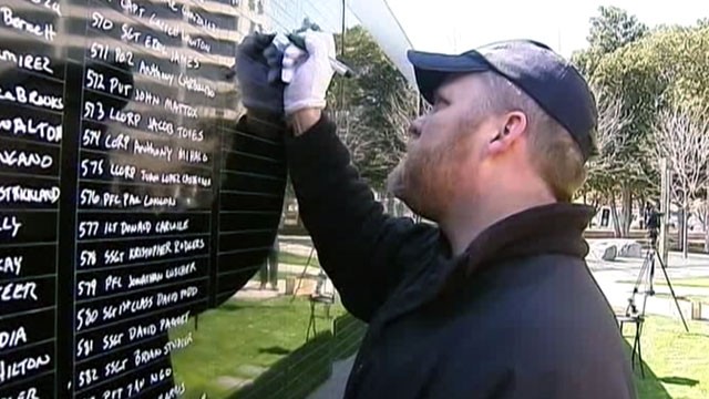 PHOTO: Ron White, 39, is a United States Navy veteran from Forth Worth, Tex., who memorized the names of the 2,200 service members who have lost their lives in Afghanistan.