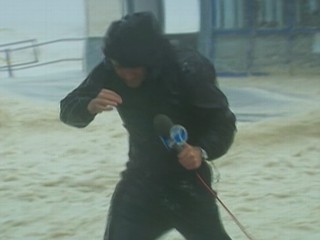 Watch: TV Reporters Battle Hurricane Sandy