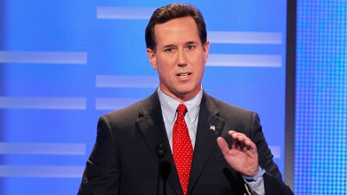 PHOTO: Rick Santorum speaks during the live ABC News Republican Presidential debate at Drake University in Des Moines, Iowa, December 10, 2011.