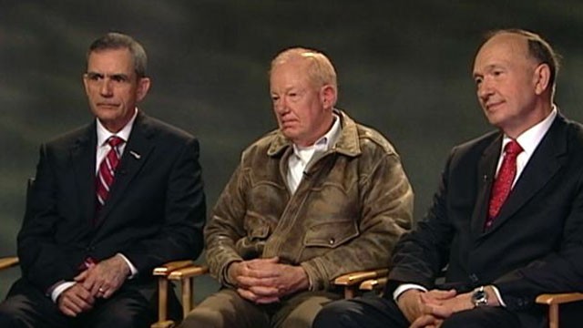 PHOTO: Capt. Charlie Plumb, Col. Lee Ellis and Capt. Guy Gruters remember their five and a half years as prisoners of war in Vietnam.