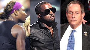 PHOTO Serena Williams is shown on Sept. 12, 2009, left, Kanye West is shown on Sept. 13, center, and Rep. Joe Wilson, R-S.C, is shown on Sept. 9, 2009.