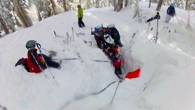 PHOTO: A woman was trapped under snow upside down with little air for nearly 30 minutes.