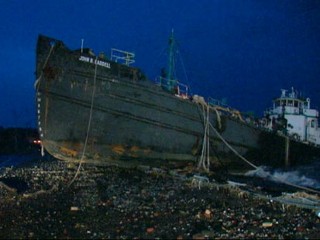 Tanker Run Aground by Superstorm