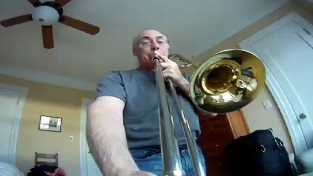 VIDEO: David Finlayson captured a unique angle of himself playing the trombone.