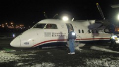PHOTO: Passengers on a U-S Airways commuter flight on May 18, 2013 from Philadelphia to Newark, N.J. had a scary landing when the pilot was forced to land the plane on its belly after the landing gear malfunctioned.