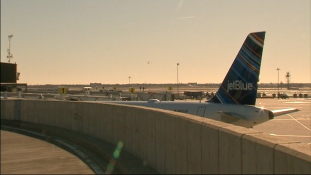 PHOTO: A taxiing passenger jet bumped a JetBlue plane at John F. Kennedy Airport on Saturday morning, March 9, 2013.
