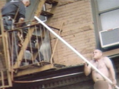 VIDEO: A naked man falls off a buildings ledge during stun gun encounter with NYPD.