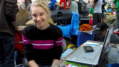 PHOTO: Bre Lembitz speaks to Abcnews.com at "Occupy Wall Street",  Zuccotti Park, New York, NY, Oct. 11, 2011.