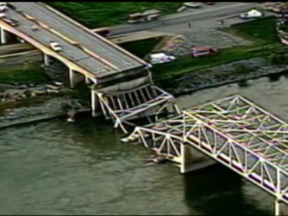 PHOTO: Serious questions of nation's bridge infrastructure are being raised after the Washington State Bridge collapsed.