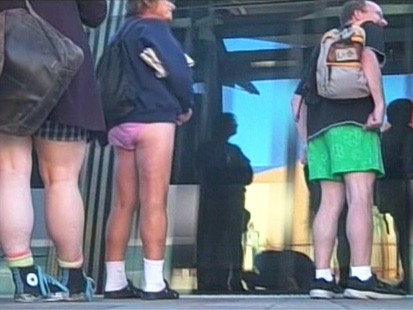 VIDEO: People wearing underwear on No Pants Day.