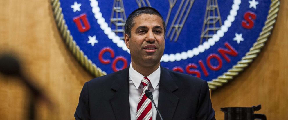 PHOTO: Ajit Pai, chairman of the Federal Communications Commission (FCC), speaks during an open meeting in Washington, D.C., Nov. 16, 2017.