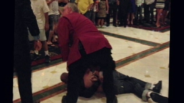 VIDEO: Worker at the Nevada casino thwarted one of the would-be robbers.