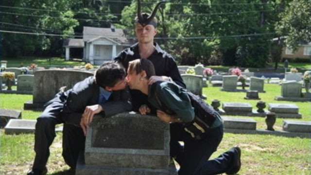 VIDEO: Satanist Temple members celebrate gay love with ritual at grave of Fred Phelps mother.