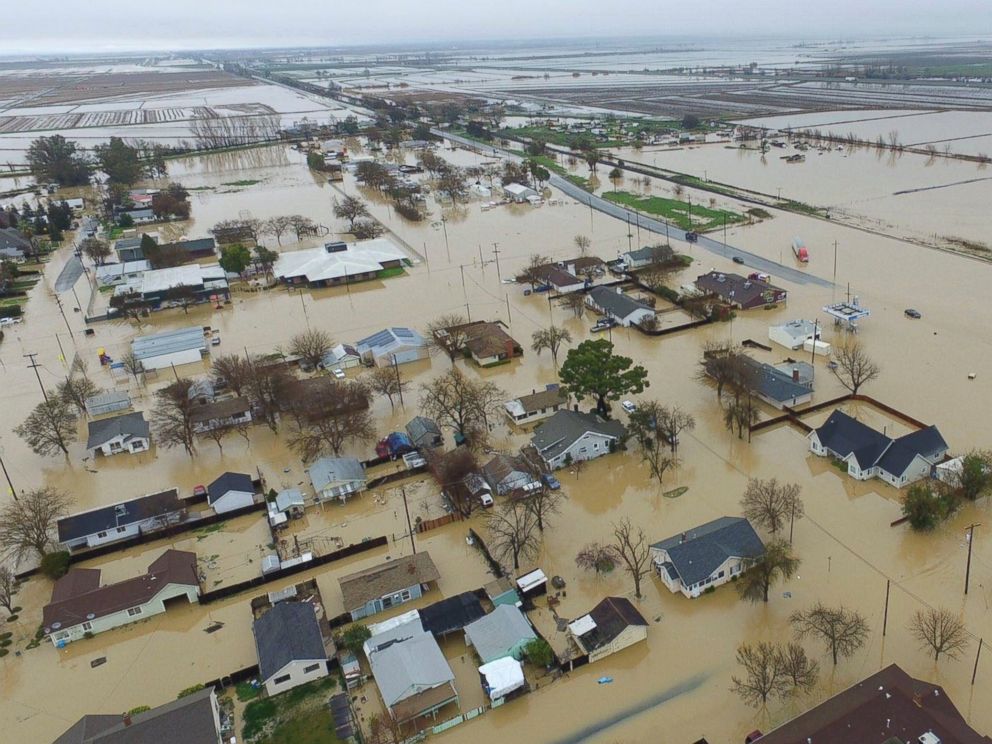 PHOTO: This aerial photo, shows major flooding in Maxwell, Colusa County, California, Feb. 18, 2017.