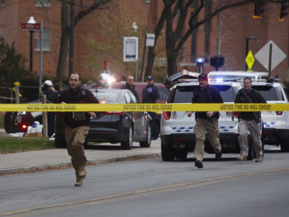PHOTO: Police respond to reports of an active shooter on campus at Ohio State University on Monday, Nov. 28, 2016, in Columbus, Ohio.