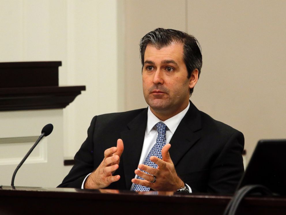 PHOTO: Former North Charleston Police Officer Michael Slager testifies during his murder trial at the Charleston County court in Charleston, South Carolina, Nov. 29, 2016.