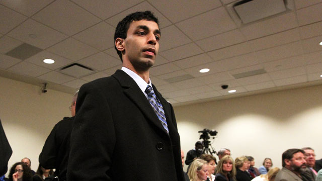 PHOTO: Former Rutgers University student, Dharun Ravi, arrives in the courtroom of Superior Court Judge Glenn Berman for his trial, New Brunswick, N.J., Feb. 24, 2012.