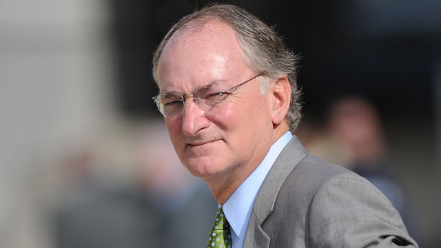 PHOTO: Athletic Director Jack Swarbrick of the Notre Dame Fighting Irish looks on from the sideline before a college football game, Sept. 24, 2011 in Pittsburgh.