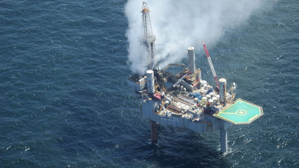 PHOTO: This photo released by the Bureau of Safety and Environmental Enforcement shows natural gas spewing from the Hercules 265 drilling rig in the Gulf of Mexico off the coast of Louisiana, Tuesday, July 23, 2013.